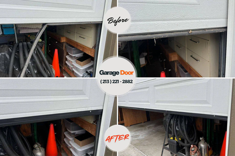 Before and after: garage door repair St. Francis, KS
